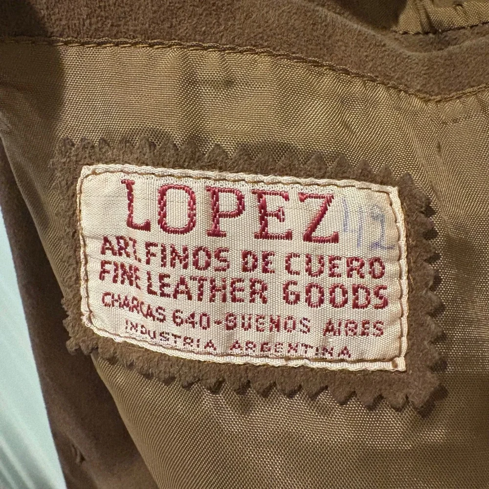 Lopez Suede Leather Blazer Mens 42 Brown Argentina Fine Leather Goods Jacket 70s
